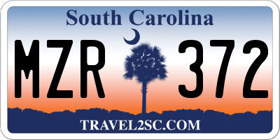 SC license plate MZR372