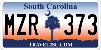 SC license plate MZR373