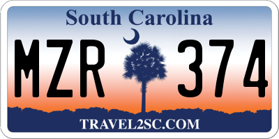 SC license plate MZR374