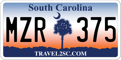SC license plate MZR375