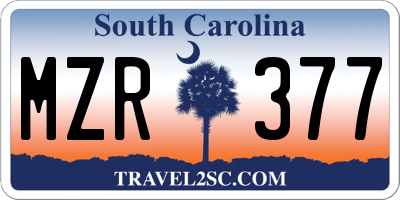 SC license plate MZR377