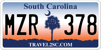 SC license plate MZR378