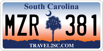 SC license plate MZR381