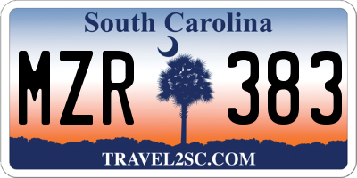 SC license plate MZR383