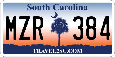 SC license plate MZR384