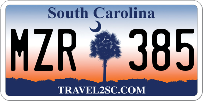 SC license plate MZR385