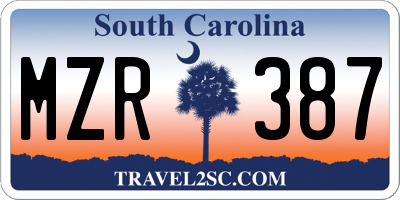 SC license plate MZR387