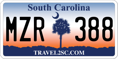SC license plate MZR388