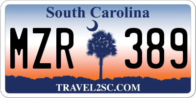 SC license plate MZR389