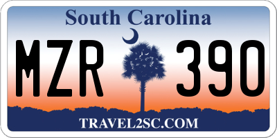 SC license plate MZR390