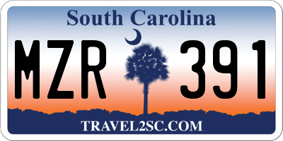 SC license plate MZR391