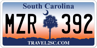 SC license plate MZR392