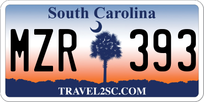 SC license plate MZR393