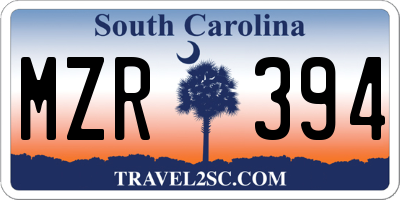 SC license plate MZR394