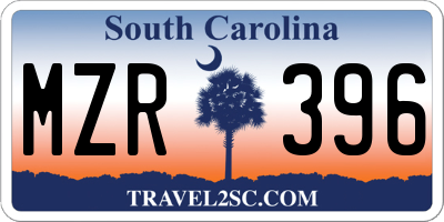 SC license plate MZR396