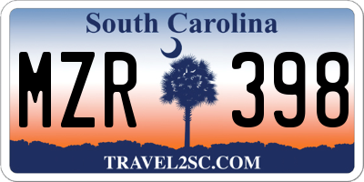 SC license plate MZR398