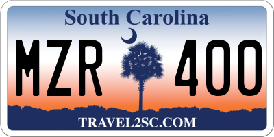 SC license plate MZR400