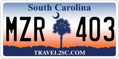 SC license plate MZR403