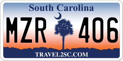 SC license plate MZR406