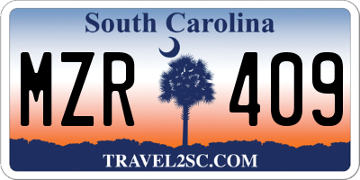 SC license plate MZR409