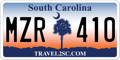SC license plate MZR410