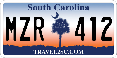 SC license plate MZR412