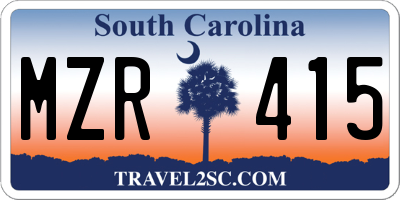 SC license plate MZR415
