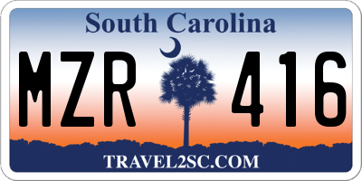 SC license plate MZR416