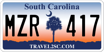 SC license plate MZR417