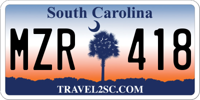 SC license plate MZR418
