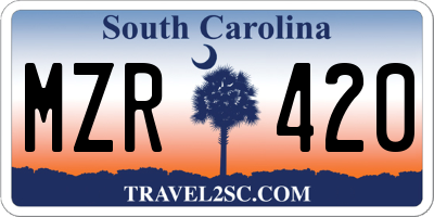 SC license plate MZR420