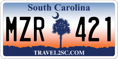 SC license plate MZR421