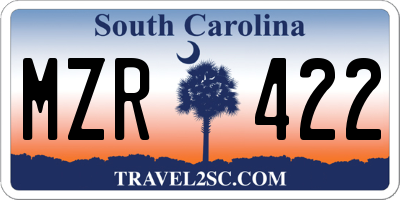 SC license plate MZR422