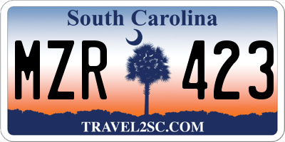 SC license plate MZR423