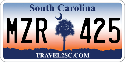 SC license plate MZR425