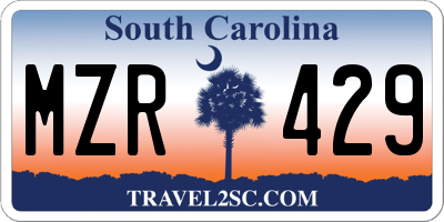 SC license plate MZR429