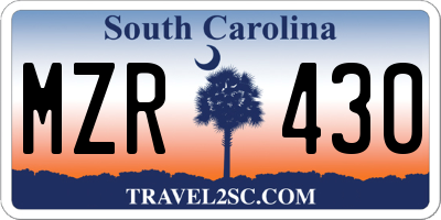 SC license plate MZR430