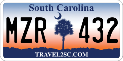 SC license plate MZR432