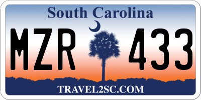 SC license plate MZR433