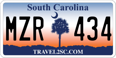 SC license plate MZR434
