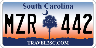 SC license plate MZR442