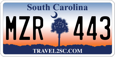 SC license plate MZR443