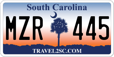 SC license plate MZR445