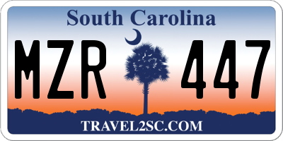 SC license plate MZR447