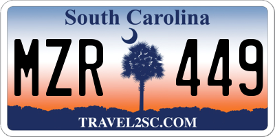 SC license plate MZR449