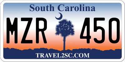 SC license plate MZR450