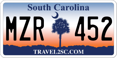 SC license plate MZR452