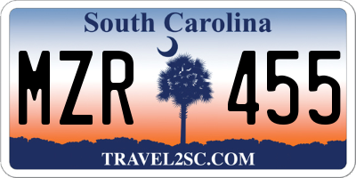 SC license plate MZR455
