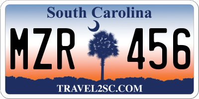 SC license plate MZR456