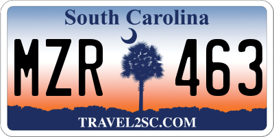 SC license plate MZR463